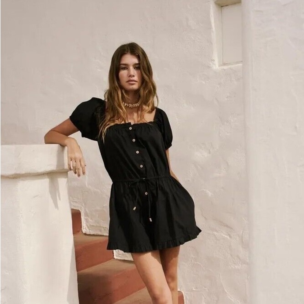 NWOT Free People Black Button-Down Romper